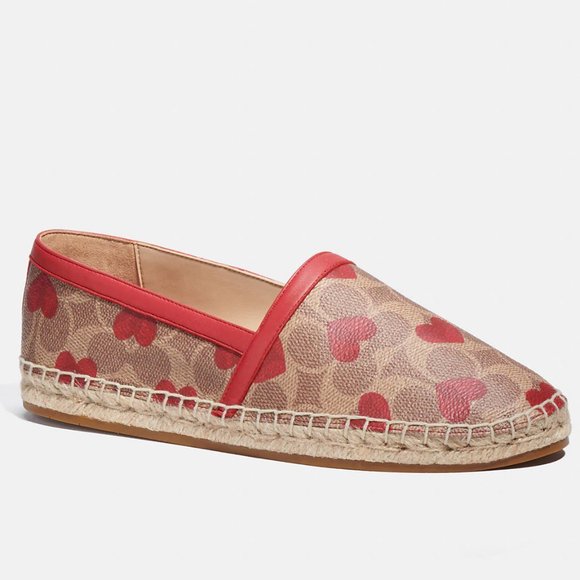 ❤️ Coach Collins Espadrille Shoes Heart Print Electric Red 6 6.5 7 🌺 - Picture 2 of 10